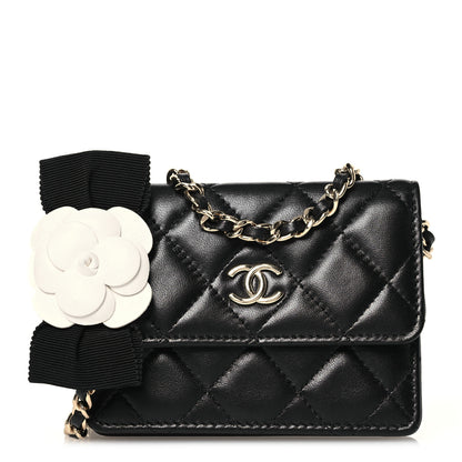 Chanel Lambskin Quilted My Chanel Lady Card Holder On Chain Black 1 of 13