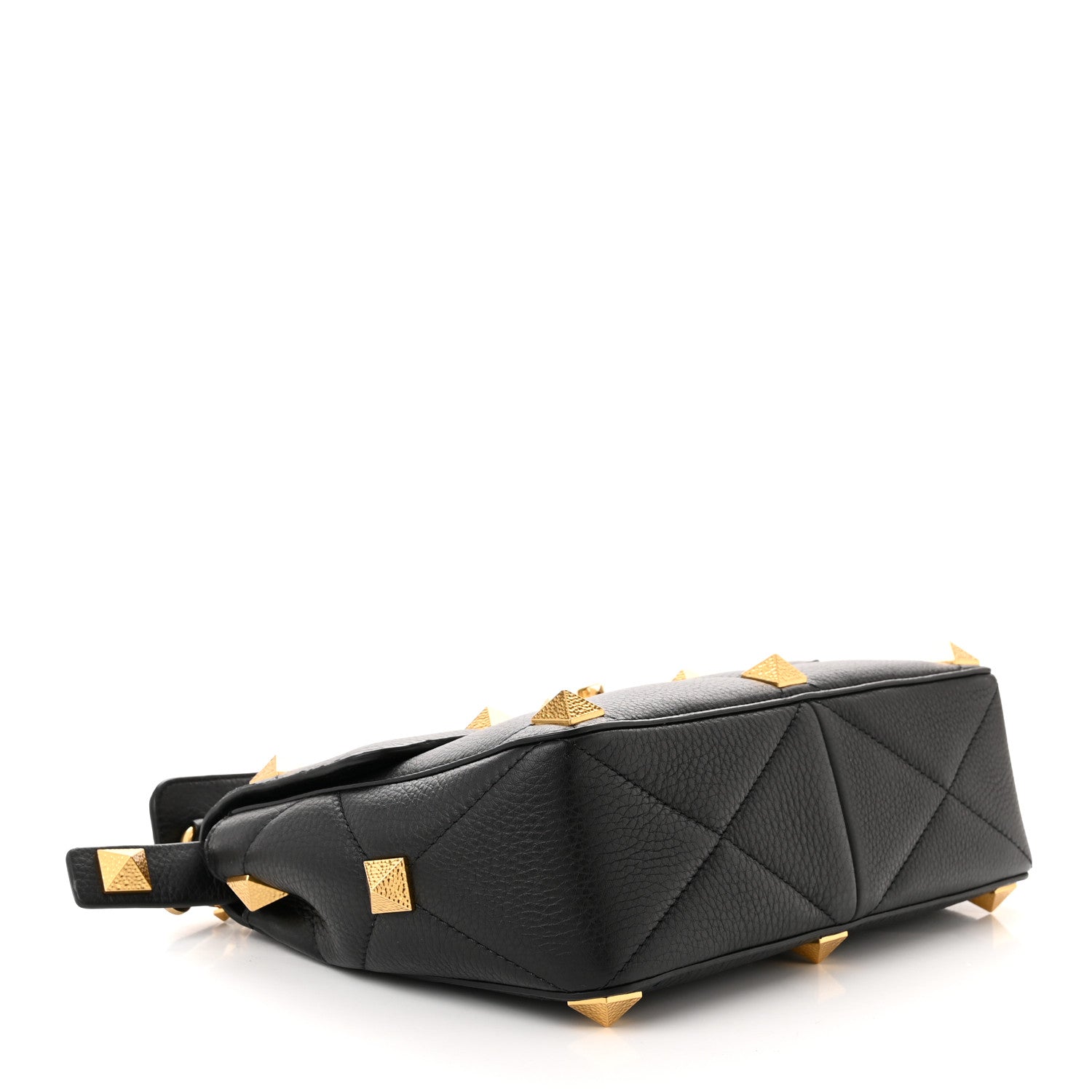 Valentino Garavani Grained Calfskin Large Roman Stud Shoulder Bag Black 4 of 9
