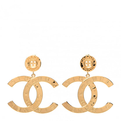 Chanel Metal Large Paris Button Earrings Gold 1 of 5
