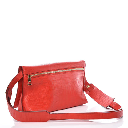Loewe Calfskin Linen Embossed Small Messenger Bag Primary Red 3 of 10