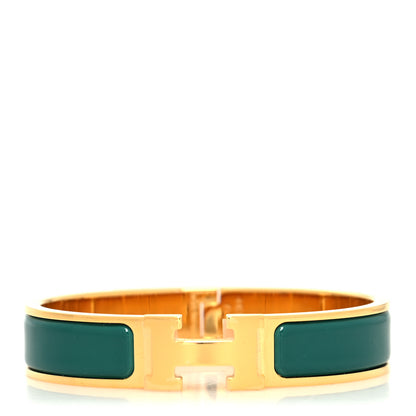 Hermes Enamel Narrow Clic Clac H Bracelet PM Malachite 1 of 5
