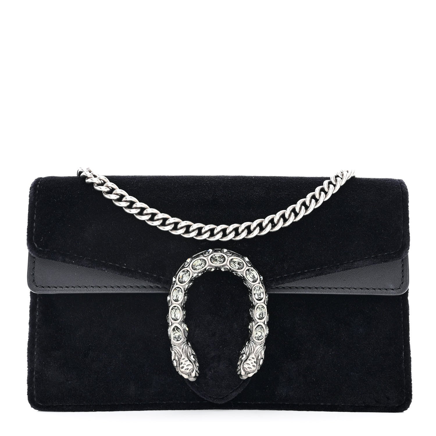 Gucci Suede Super Mini Dionysus Shoulder Bag Black 1 of 11