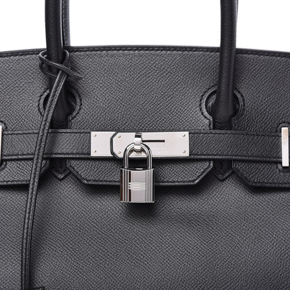 Hermes Epsom Horseshoe Birkin 30 Black Rouge Casaque 10 of 11