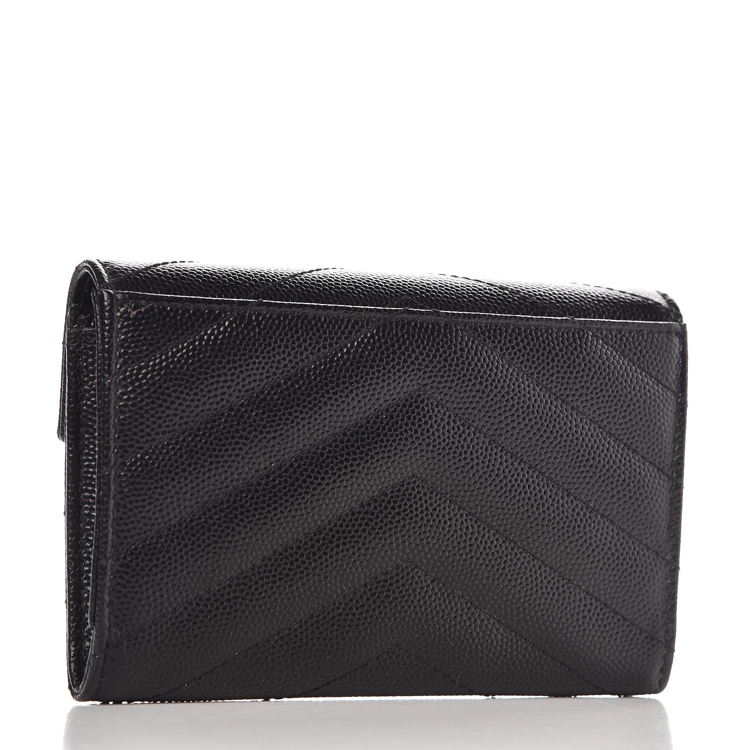 Saint Laurent Grain De Poudre Matelasse Chevron Small Monogram Envelope Wallet Black 3 of 7