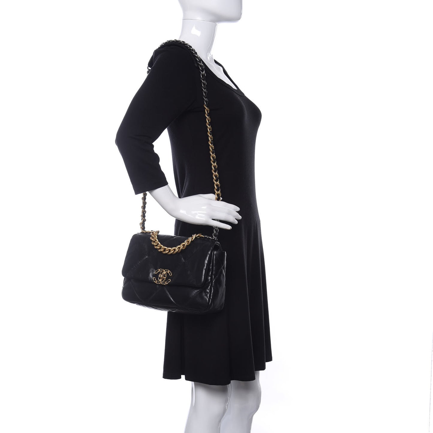 Goatskin Quilted Medium Chanel 19 Flap Black