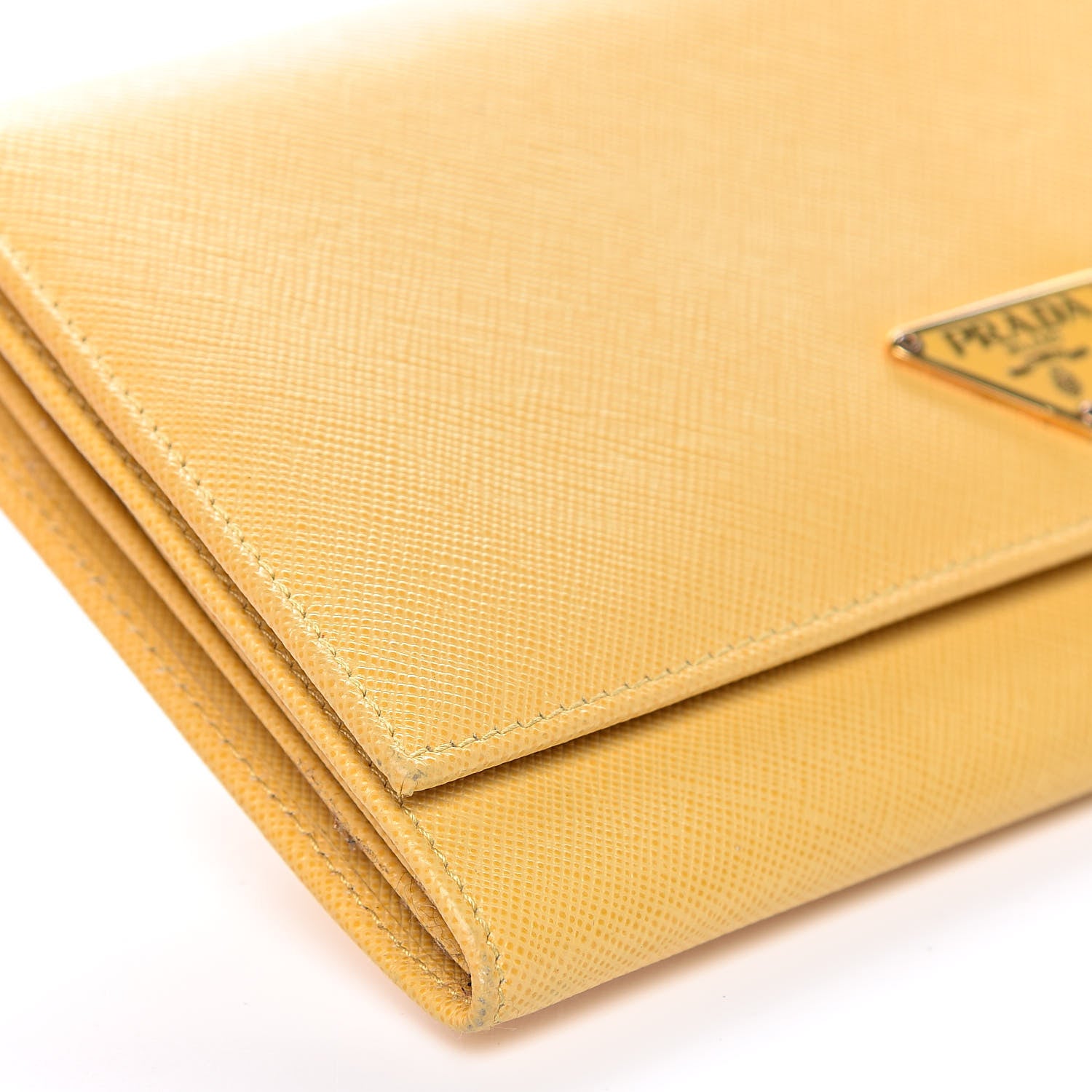 Prada Saffiano Triangle Continental Flap Wallet Ginestra 8 of 9