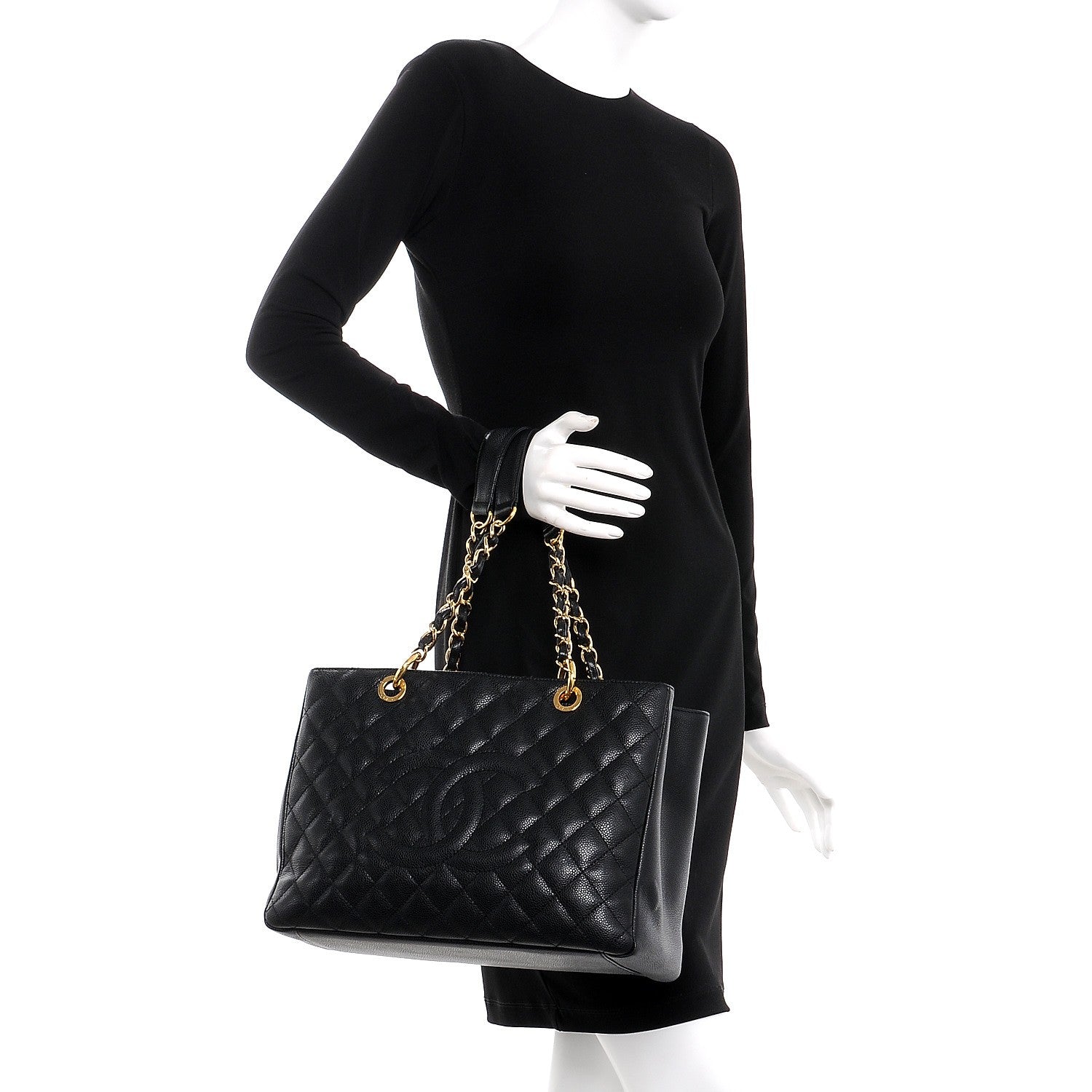 Chanel Caviar Quilted Grand Shopping Tote GST Black 3 of 10
