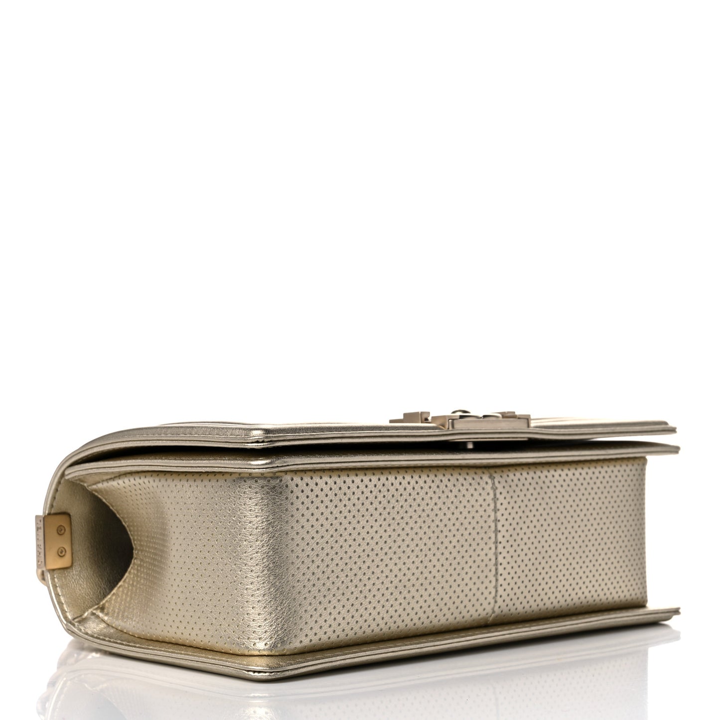 Lambskin Perforated Quilted Medium Boy Flap Gold