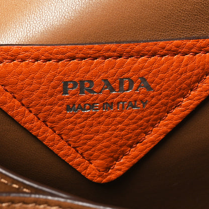 Prada Vitello Daino Soft Medium Dynamique Tote Papaya Caramello 6 of 9