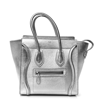 Celine Laminated Lambskin Micro Luggage Silver 1 of 12