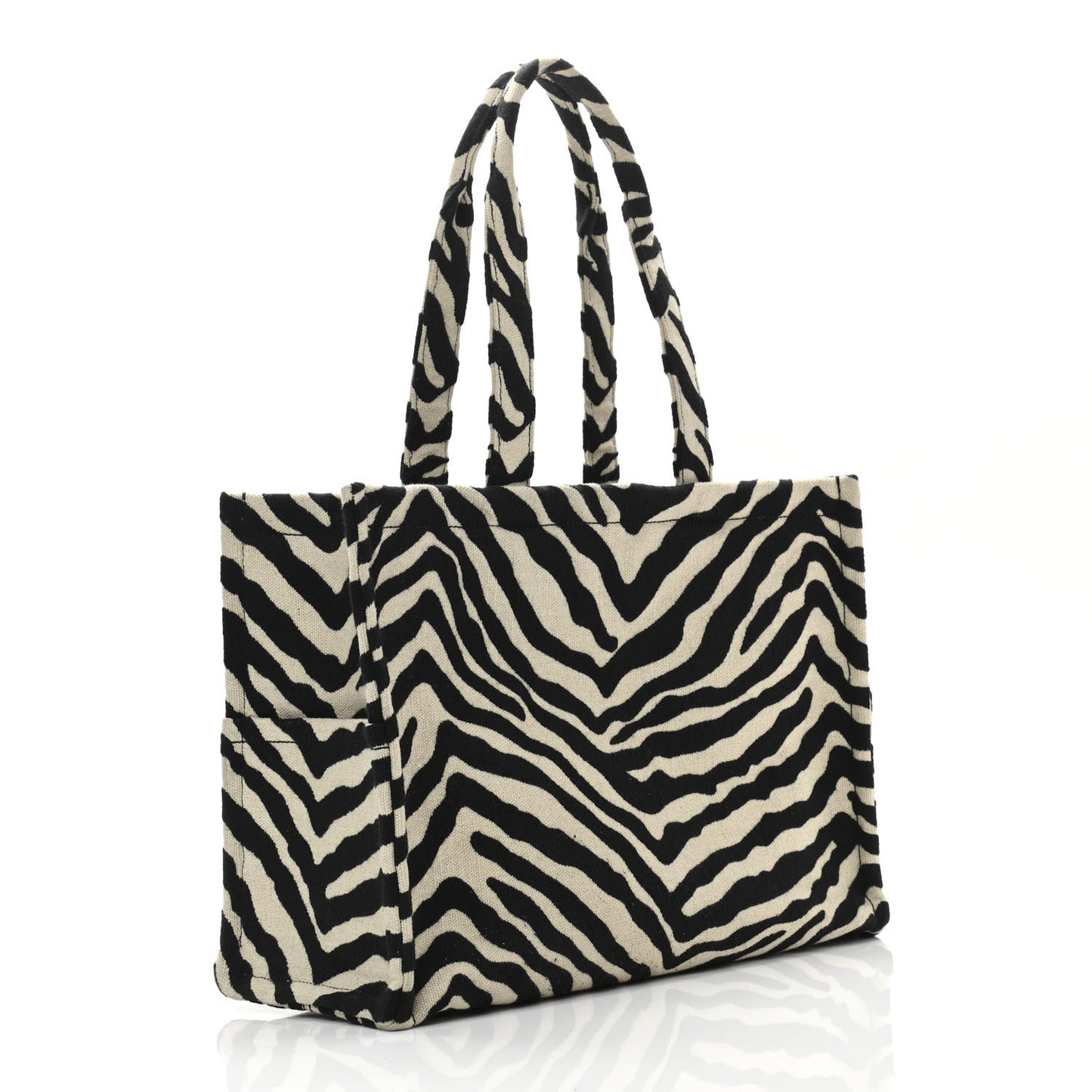 Canvas Calfskin Triomphe Large Cabas Thais Natural Black