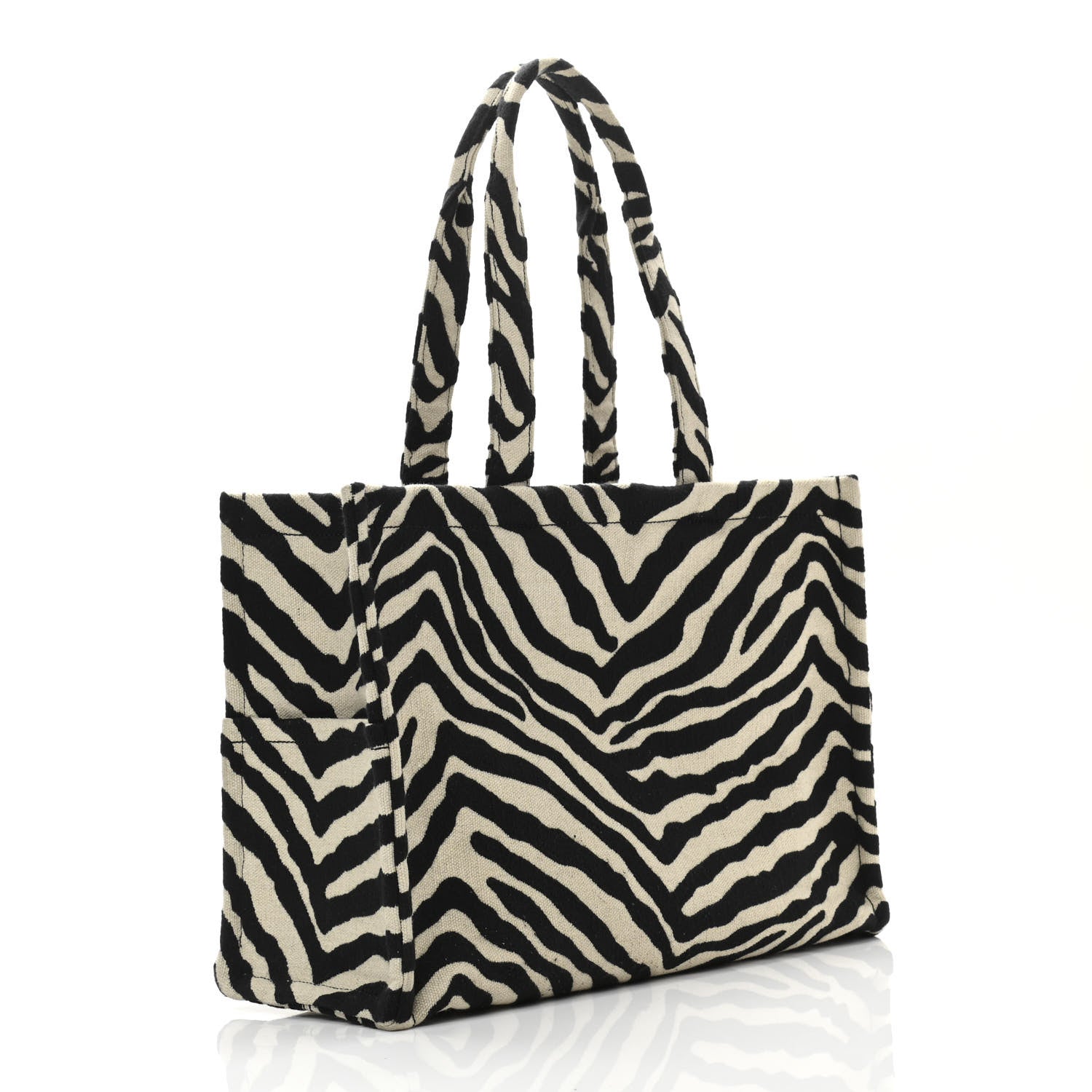 Celine Canvas Calfskin Triomphe Large Cabas Thais Natural Black 3 of 11