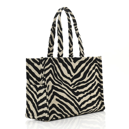 Celine Canvas Calfskin Triomphe Large Cabas Thais Natural Black 3 of 11