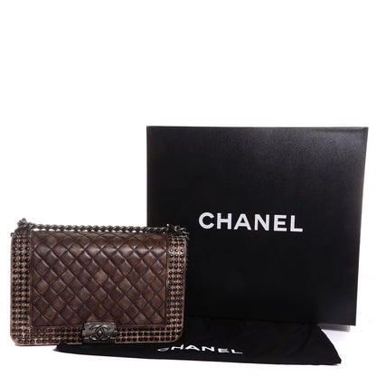 Chanel Faded Calfskin Studded Large Boy Flap Brown Beige 4 of 9