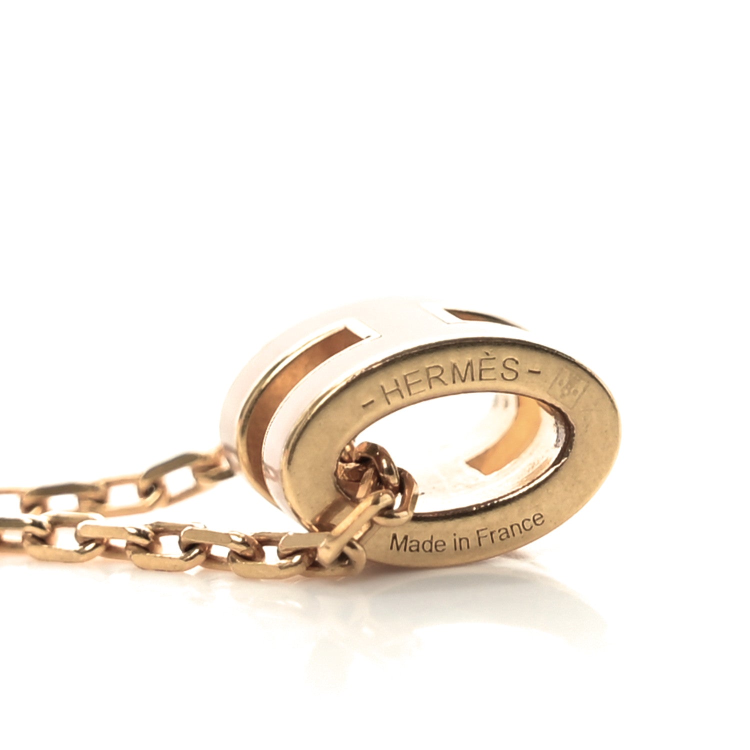 Hermes Lacquered Rose Gold Mini Pop H Pendant Necklace Rose Dragee 4 of 5