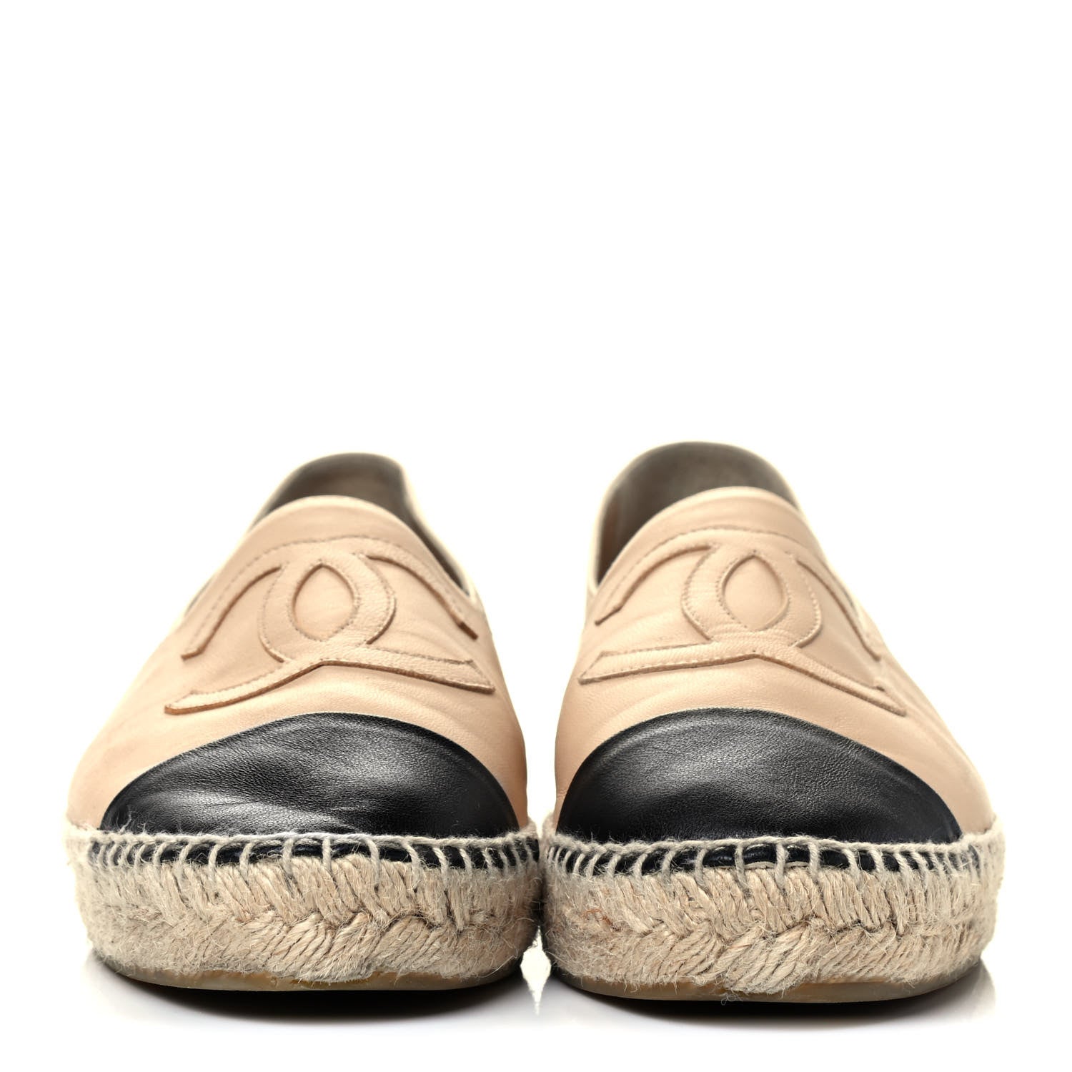 Chanel Lambskin CC Espadrilles 39 Beige Black 2 of 9