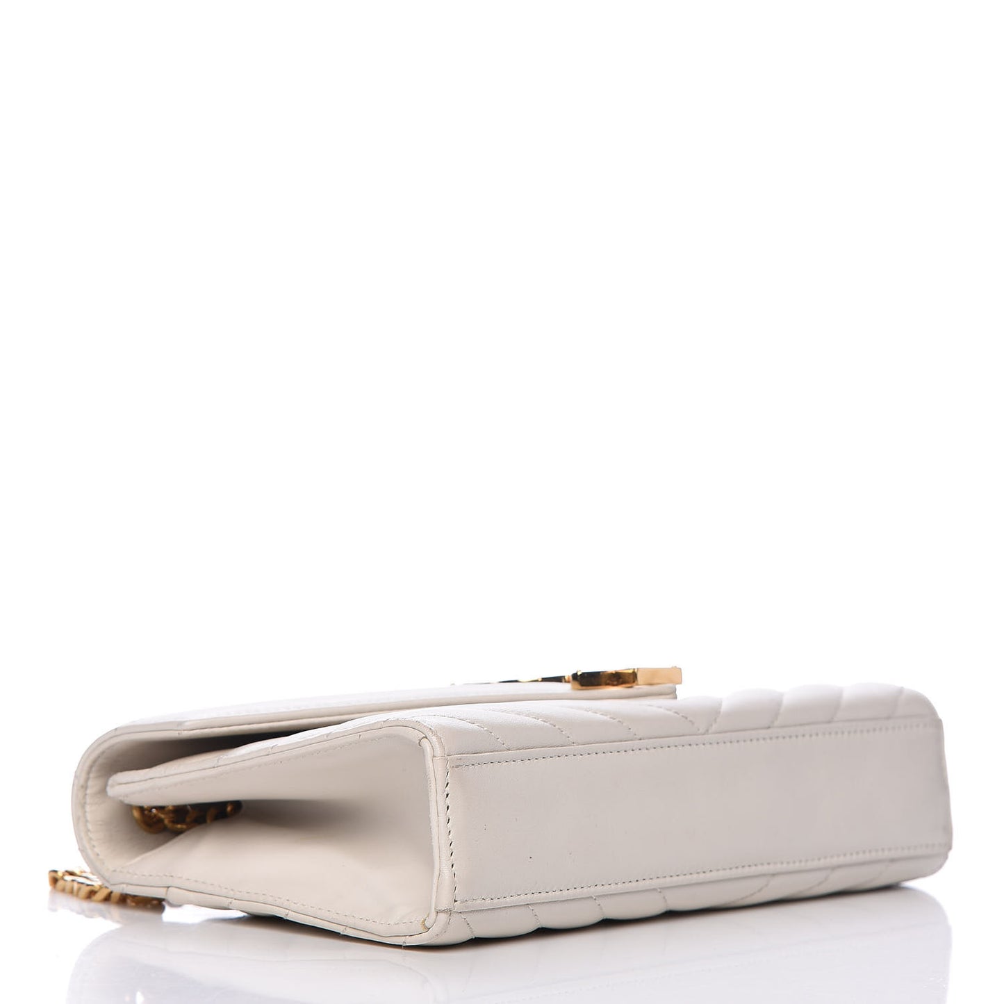 Lambskin Matelasse Chevron Small Monogram Satchel Off White