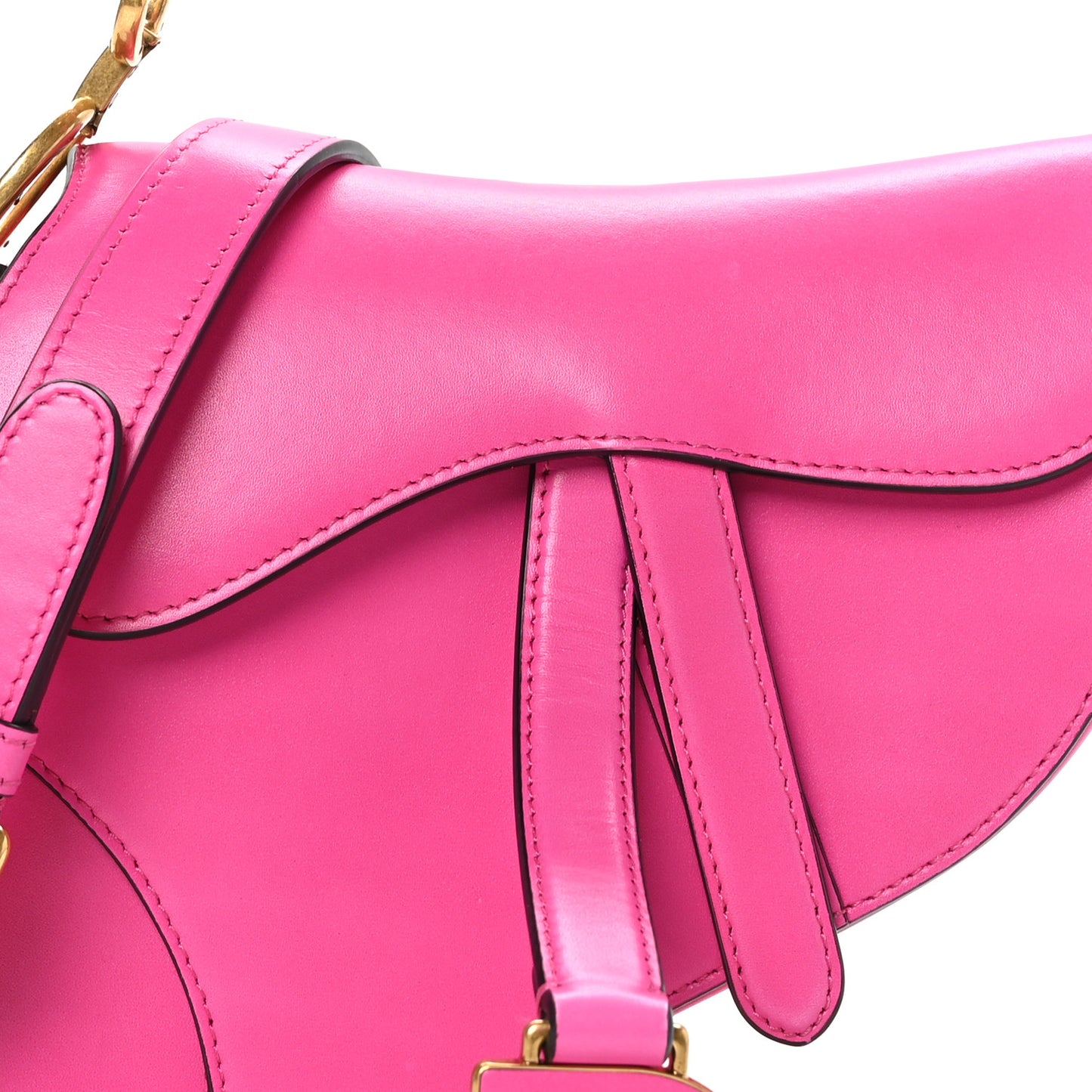Supple Calfskin Mini Saddle Bag With Strap Passion Pink