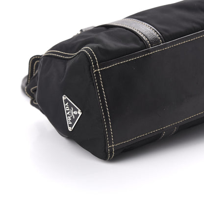 Prada Tessuto Nylon Twist Soft Calfskin Shoulder Bag Black 6 of 10