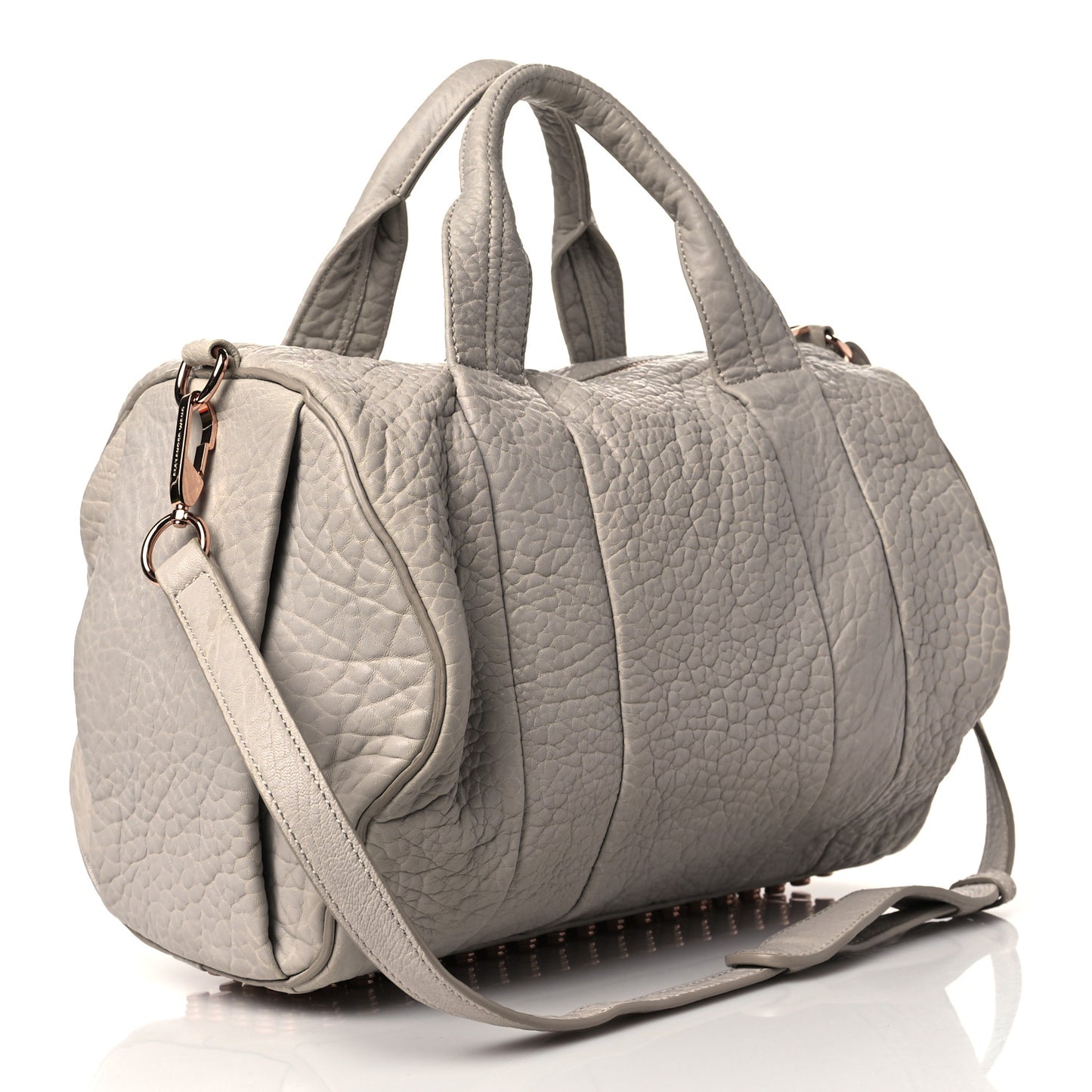 Pebbled Lambskin Rocco Grey Rose Gold Hardware