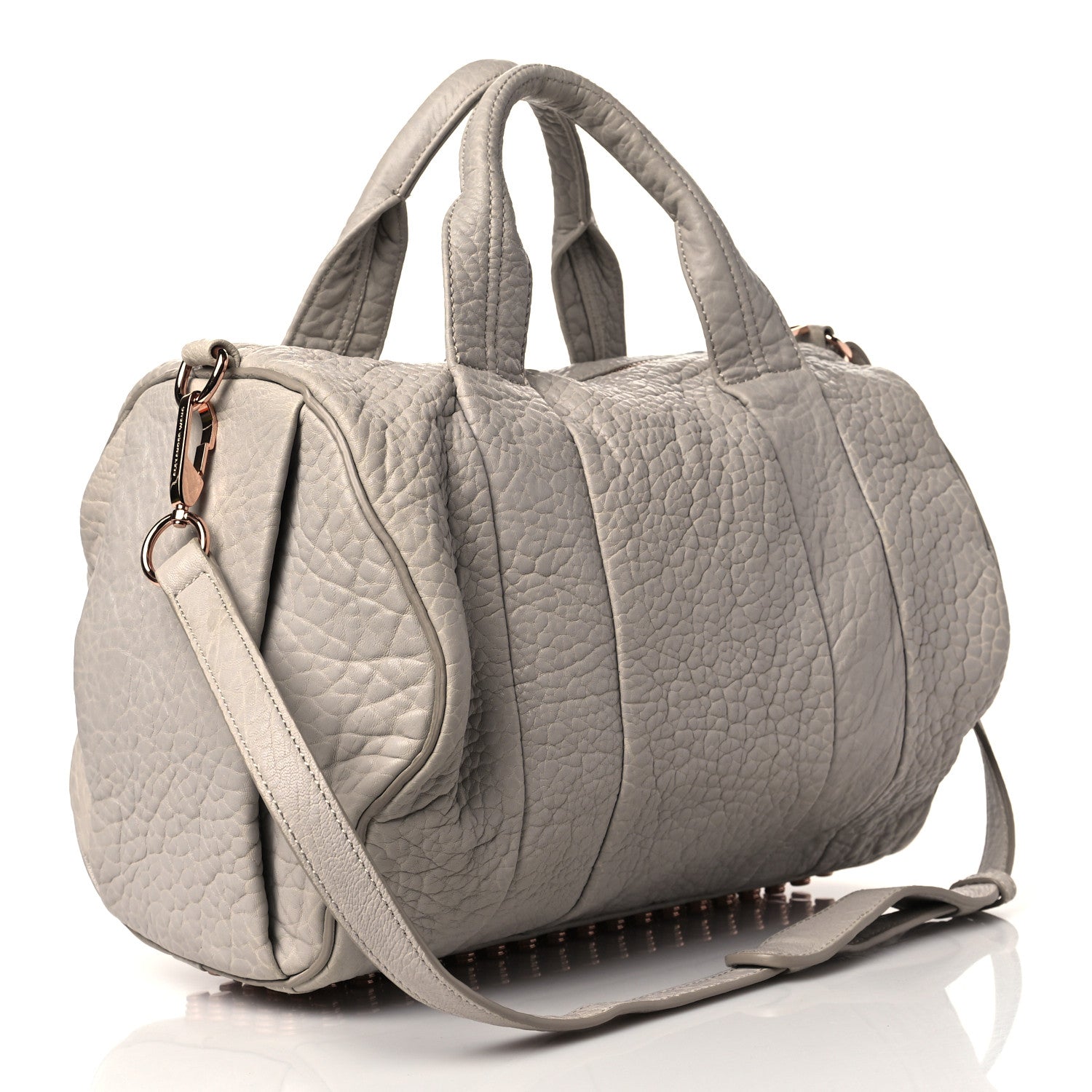 Alexander Wang Pebbled Lambskin Rocco Grey Rose Gold Hardware 3 of 9