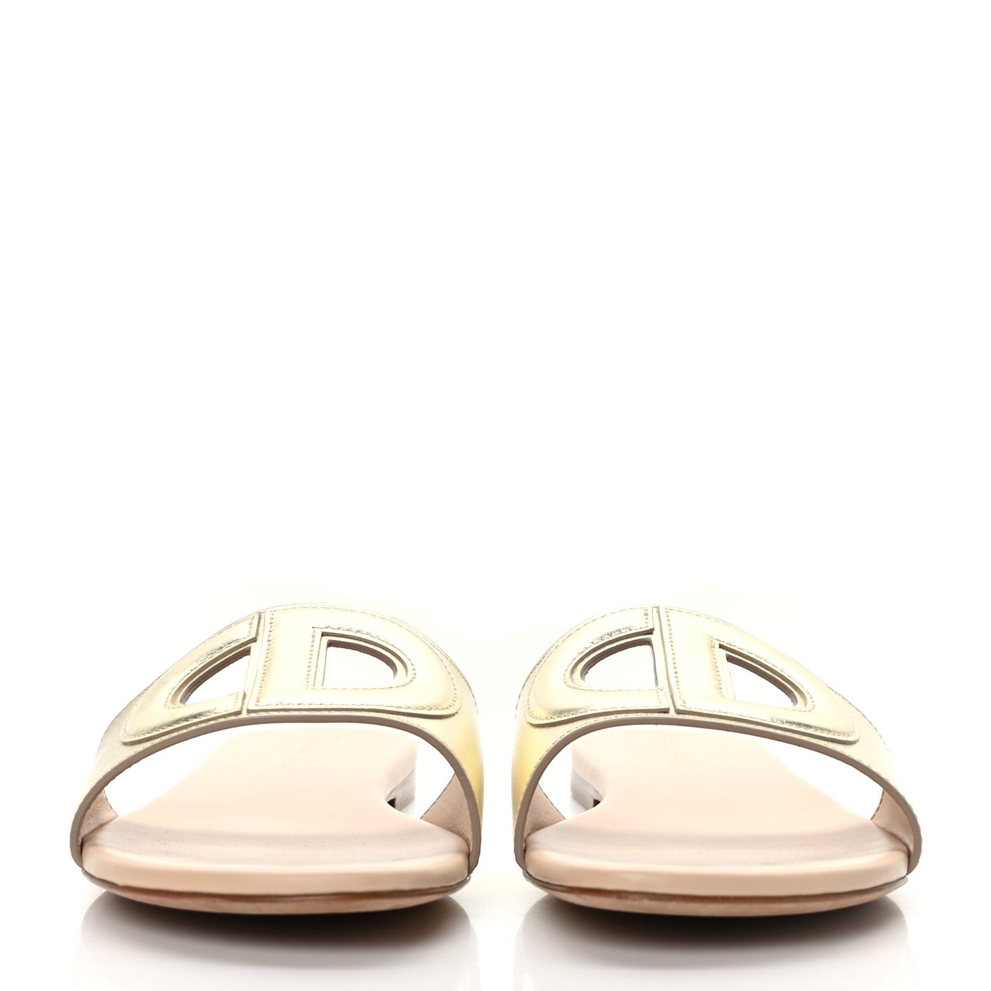 Metallic Calfskin D-Club Mule Sandal 41.5 Light Gold
