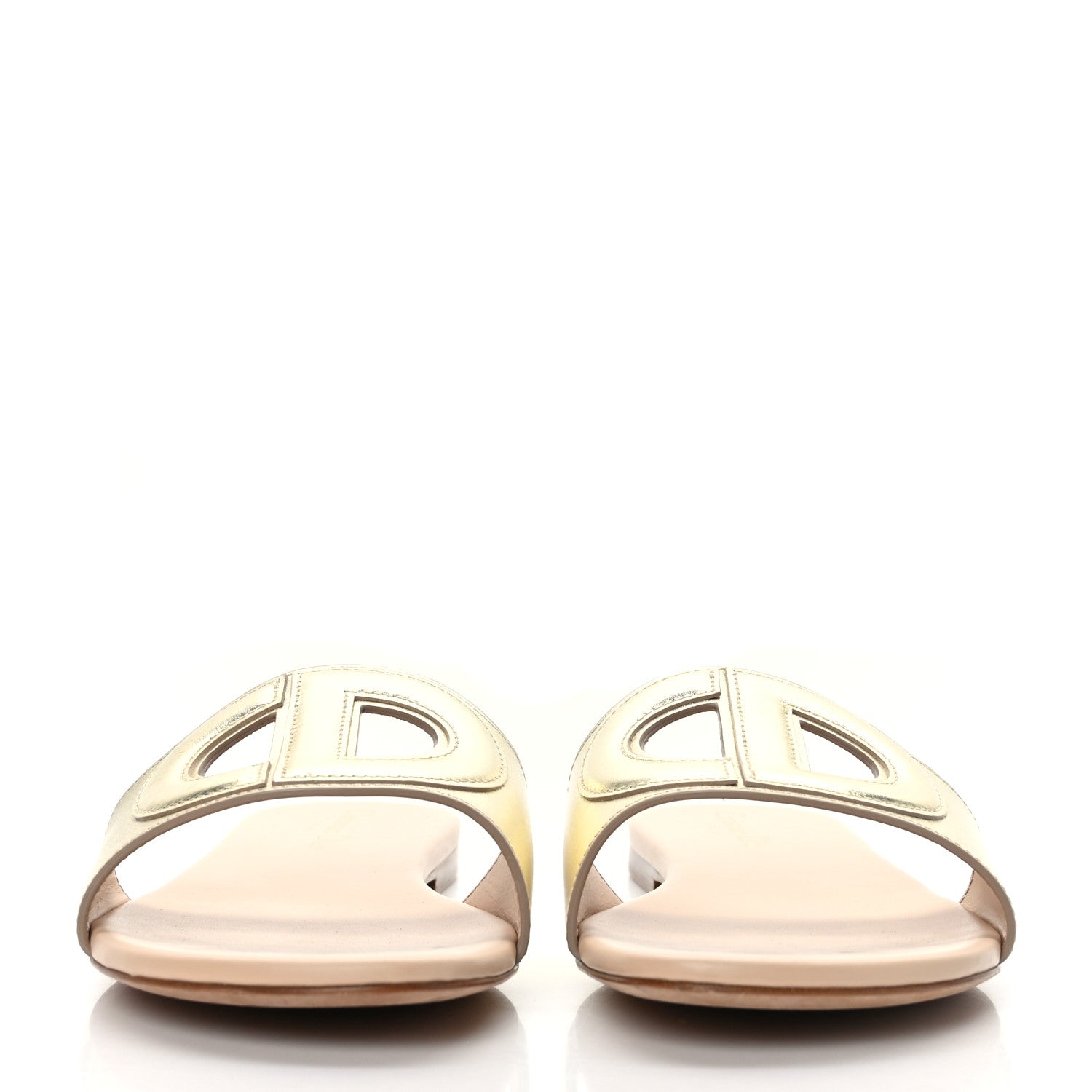 Christian Dior Metallic Calfskin D-Club Mule Sandal 41.5 Light Gold 2 of 8