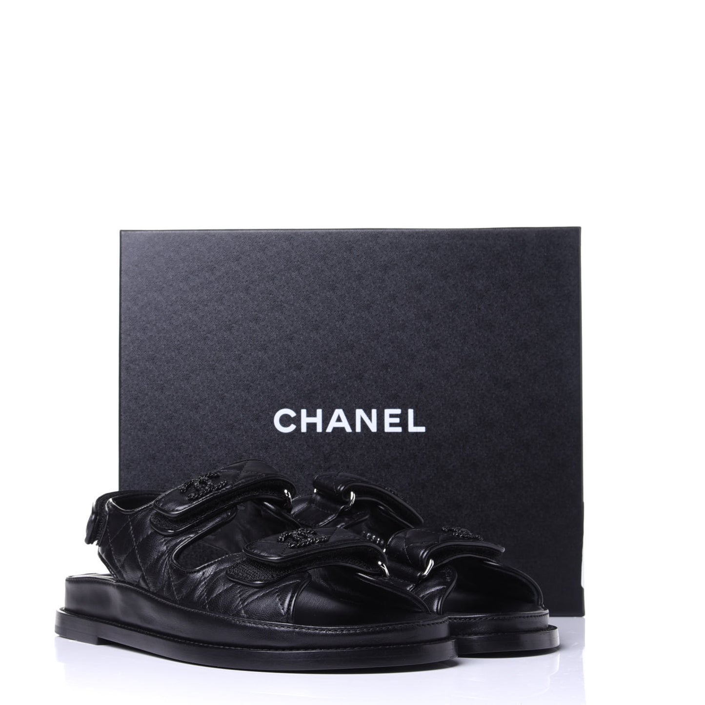 Lambskin Velcro Dad Sandals 37.5 Black