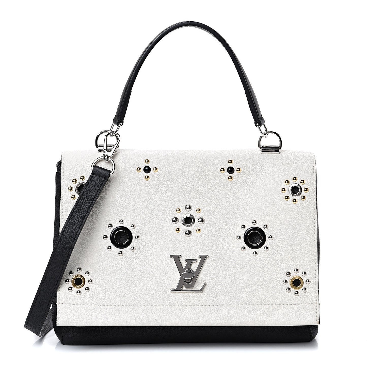 Calfskin Mechanical Flowers Lockme II Black White