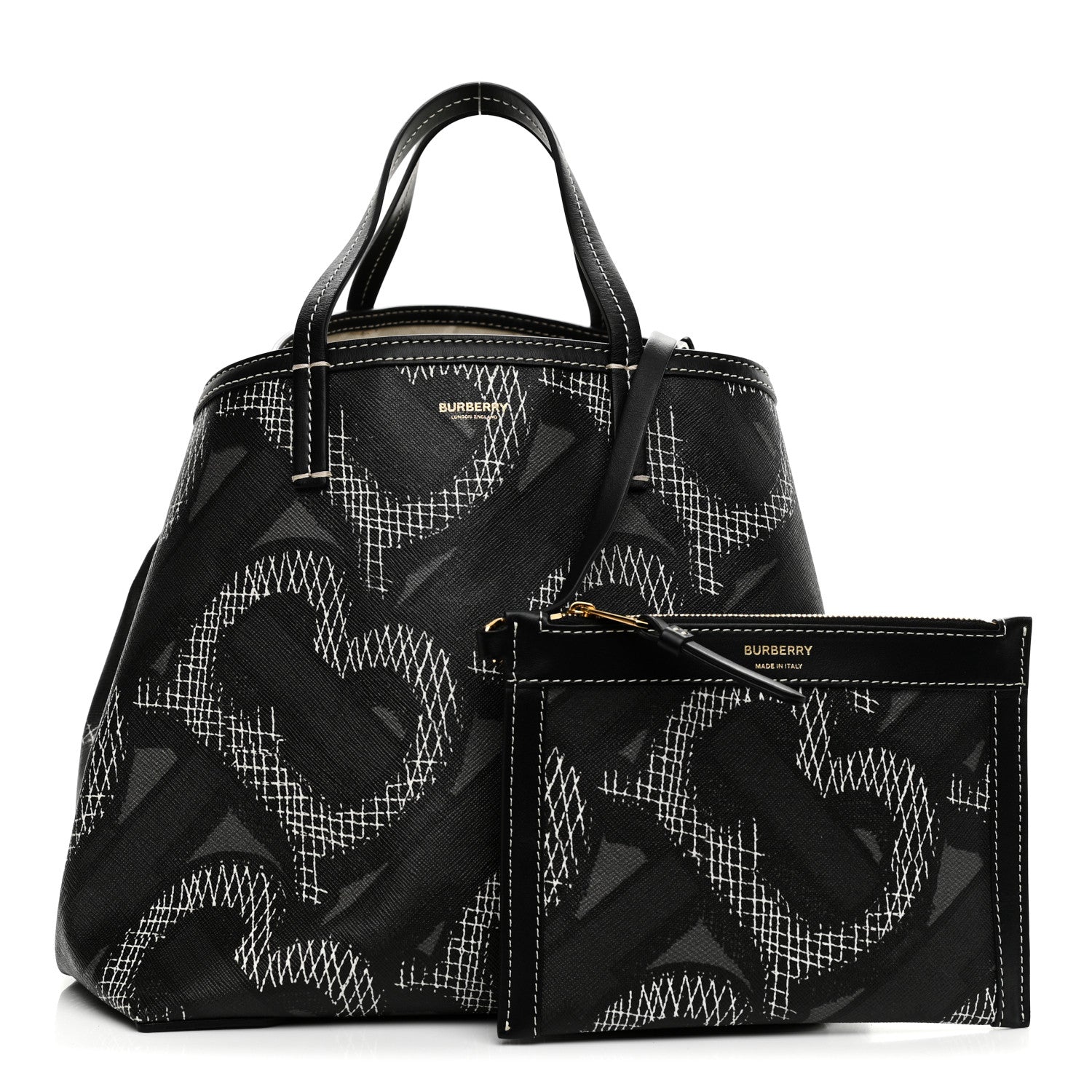 Burberry E Canvas Calfskin Summer Tote Graphite 1 of 13