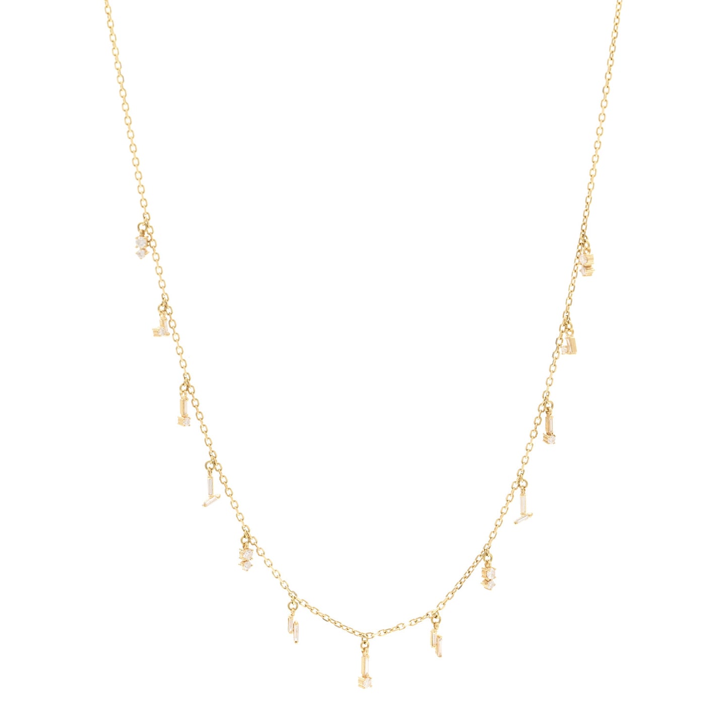18K Yellow Gold Diamond Classic Drop Necklace