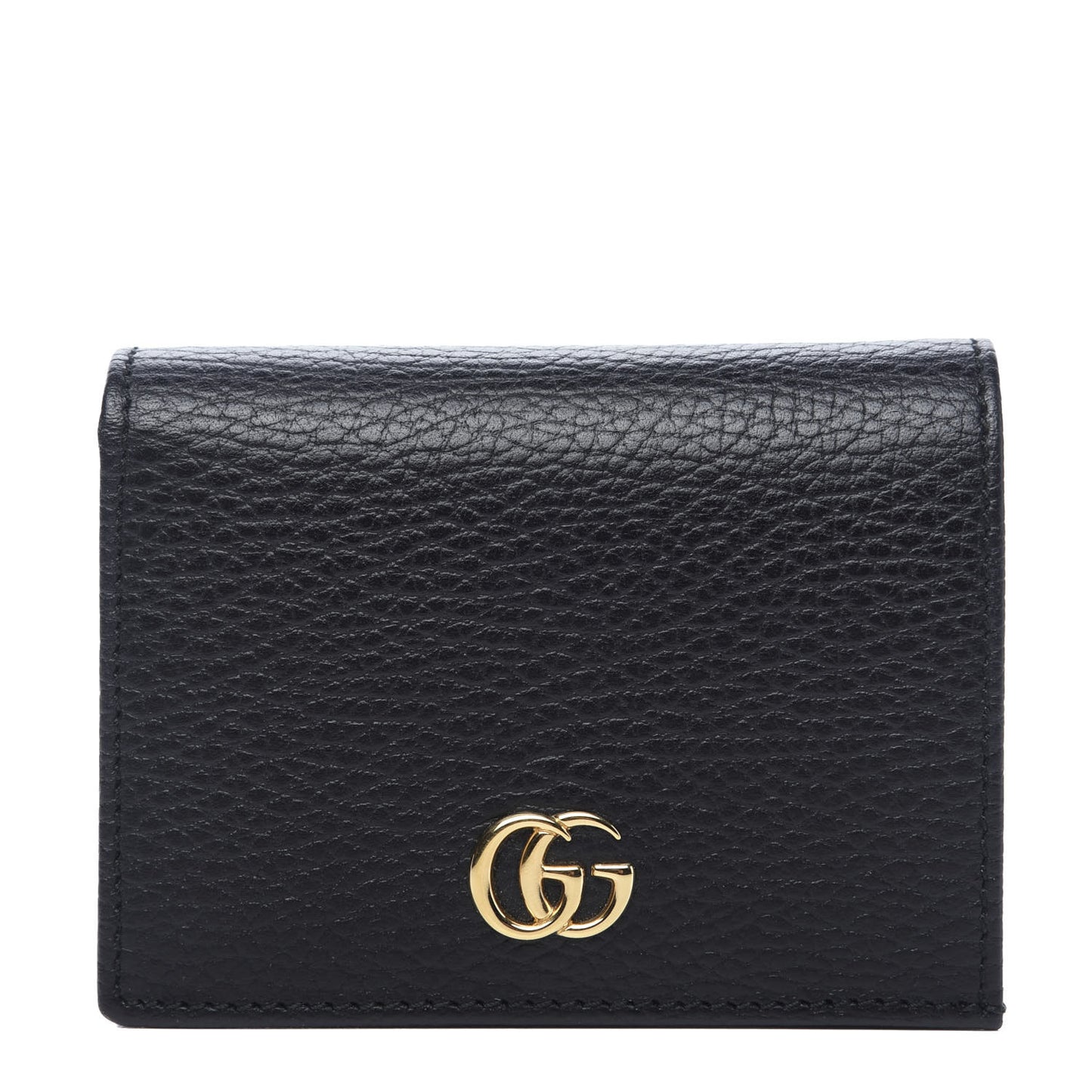 Pebbled Calfskin GG Marmont Card Case Black