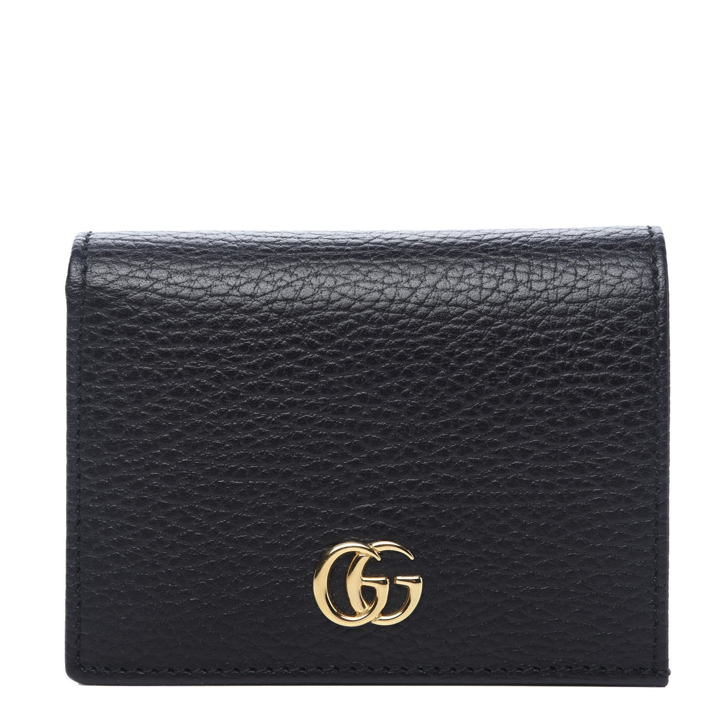 Gucci Pebbled Calfskin GG Marmont Card Case Black 1 of 7