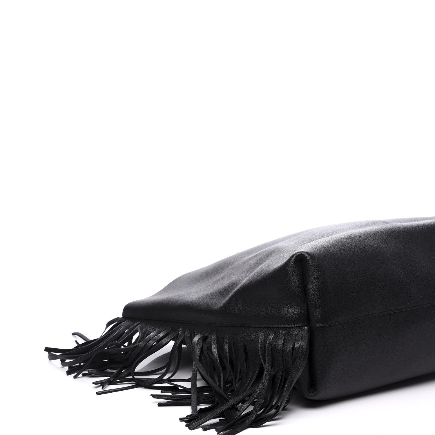 Saint Laurent Calfskin Large Fringe Shopping Tote Black 12 of 15