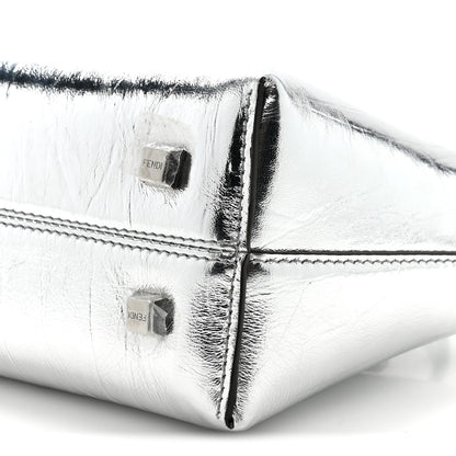 Fendi Rock Millenium Logo Embossed Mini By The Way Top Handle Boston Bag Argento 10 of 10
