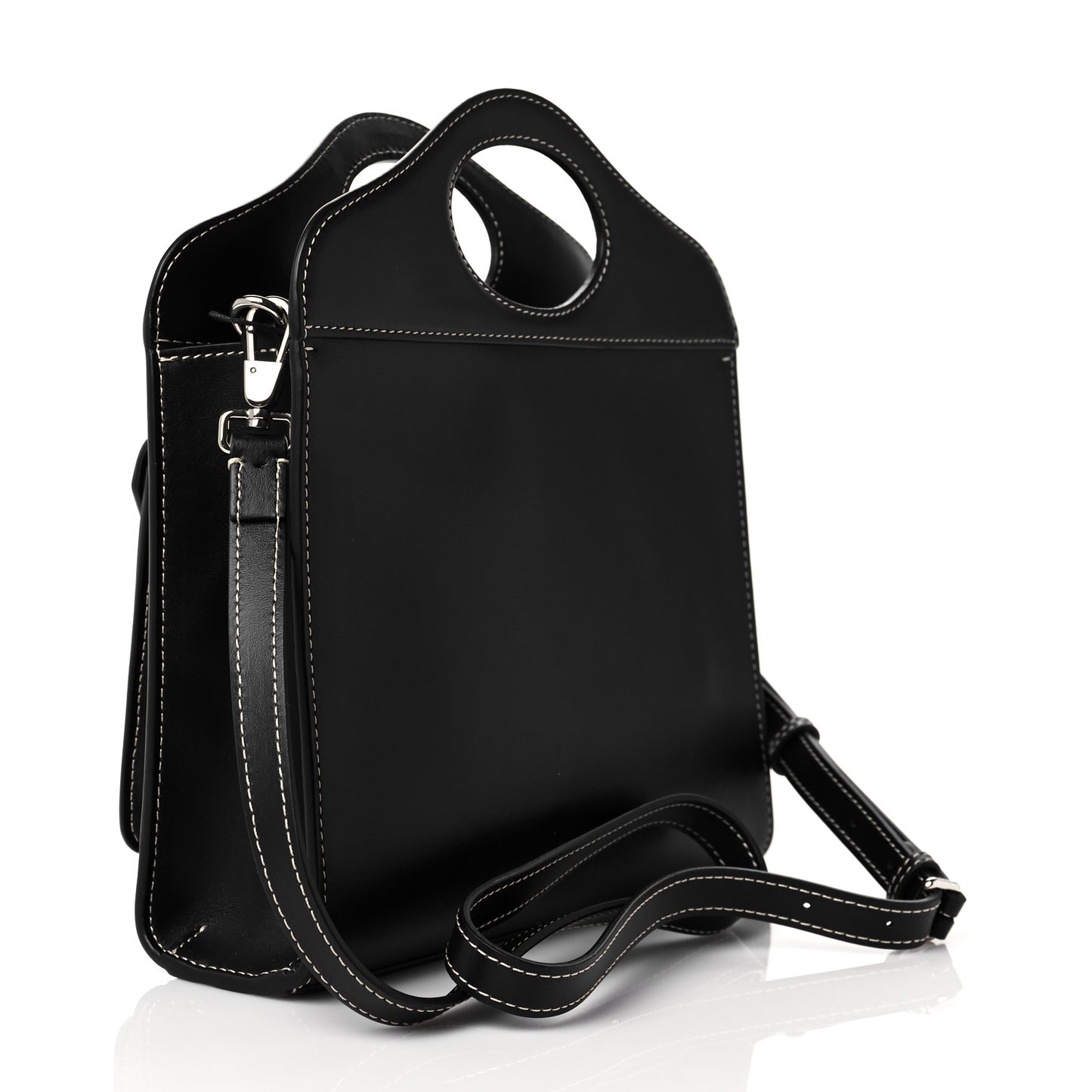Smooth Calfskin Topstitched Mini Pocket Bag Black