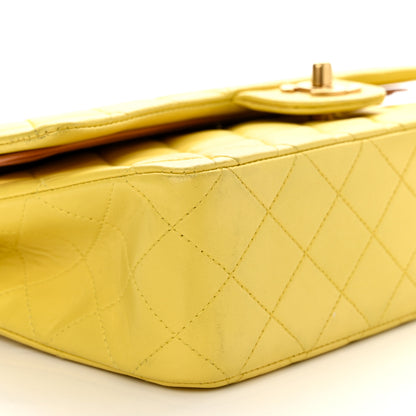 Chanel Lambskin Quilted Medium Double Flap Yellow Pink 9 of 16
