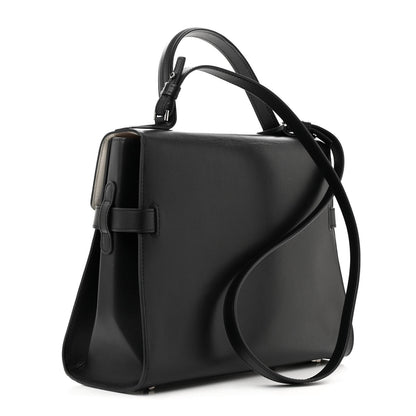 Delvaux Calfskin Patent Calfskin GM Tempete Satchel Black White 3 of 18