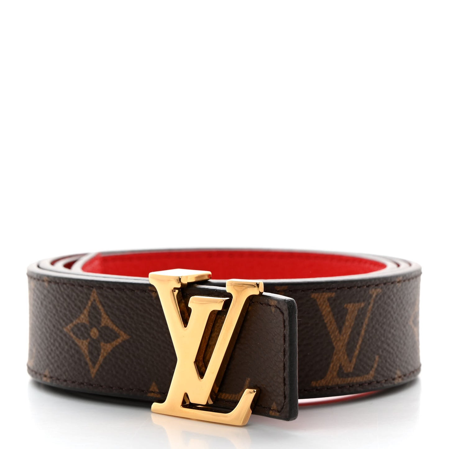 Calfskin Monogram 30mm LV Initiales Reversible Belt 95 38 Coquelicot
