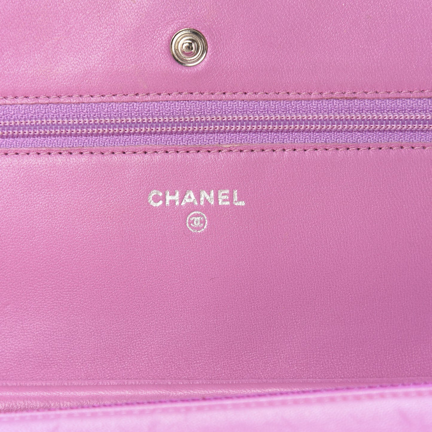 Lambskin Quilted Wallet On Chain WOC Purple