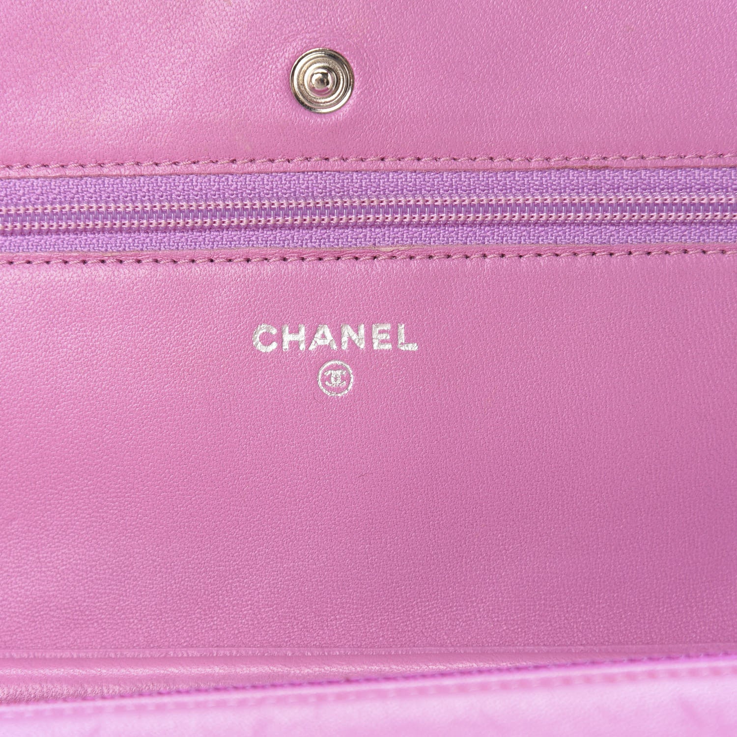 Chanel Lambskin Quilted Wallet On Chain WOC Purple 13 of 16