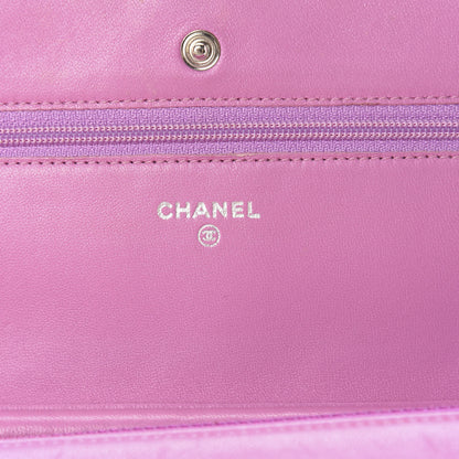 Chanel Lambskin Quilted Wallet On Chain WOC Purple 13 of 16
