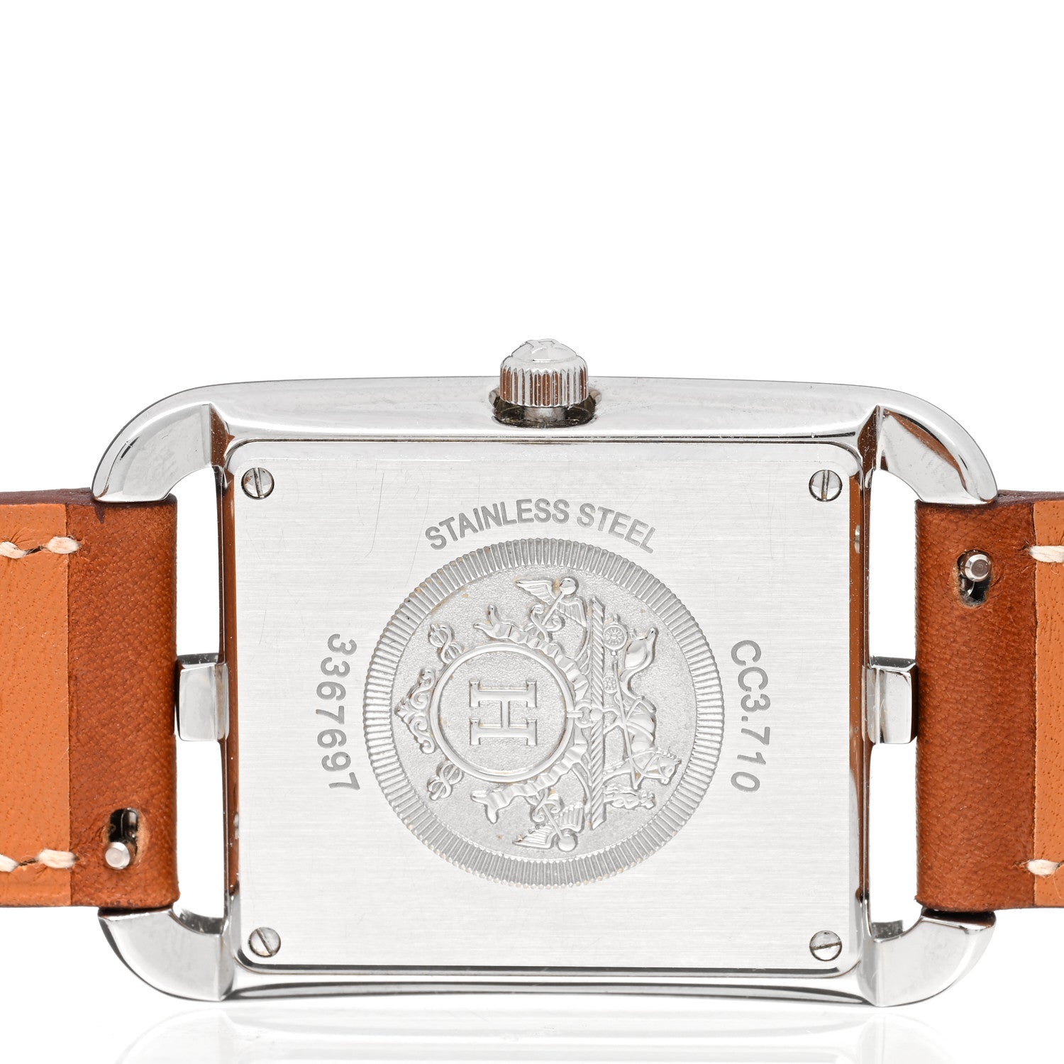 Hermes Stainless Steel Barenia Diamond Mother of Pearl 29mm Cape Cod Quartz Watch Fauve 4 of 5