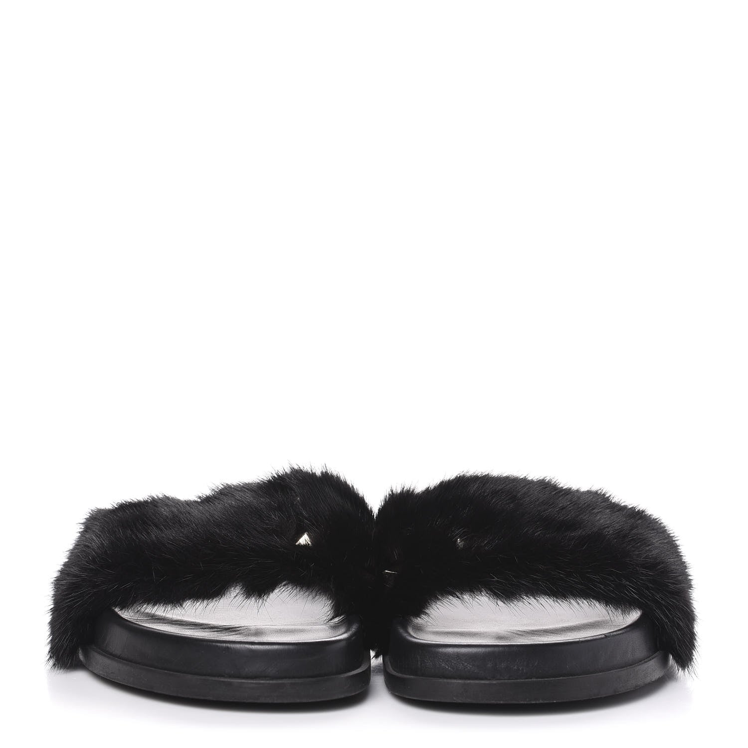 Valentino Garavani Mink Fur Rockstud Slide Sandals 39.5 Black 2 of 9