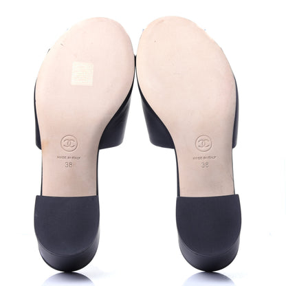 Chanel Lambskin Beaded CC Mule Sandal 38 Black 7 of 12