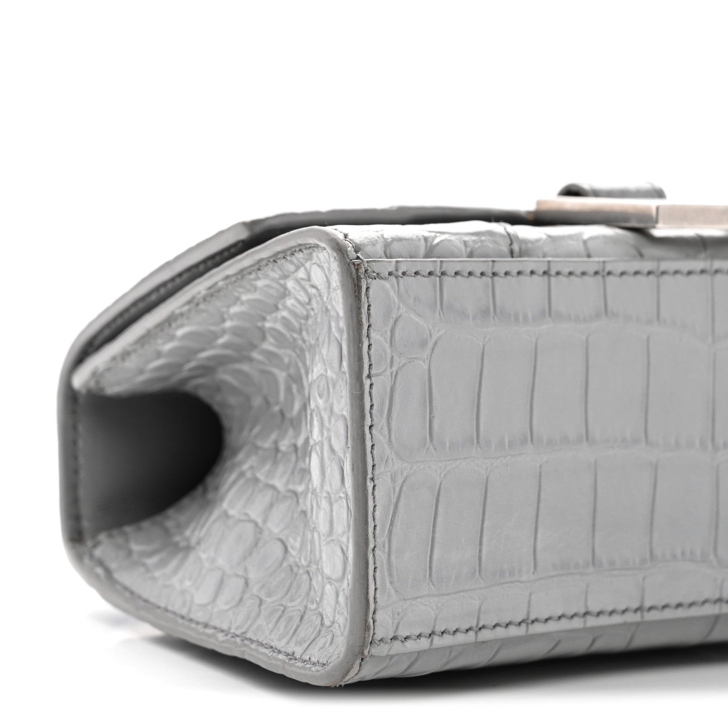 Balenciaga Shiny Calfskin Crocodile Embossed Hourglass Top Handle Bag XS Balenciaga Grey 9 of 13
