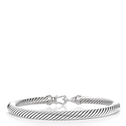David Yurman Sterling Silver Diamond 5mm Cable Buckle Bracelet 3 of 4