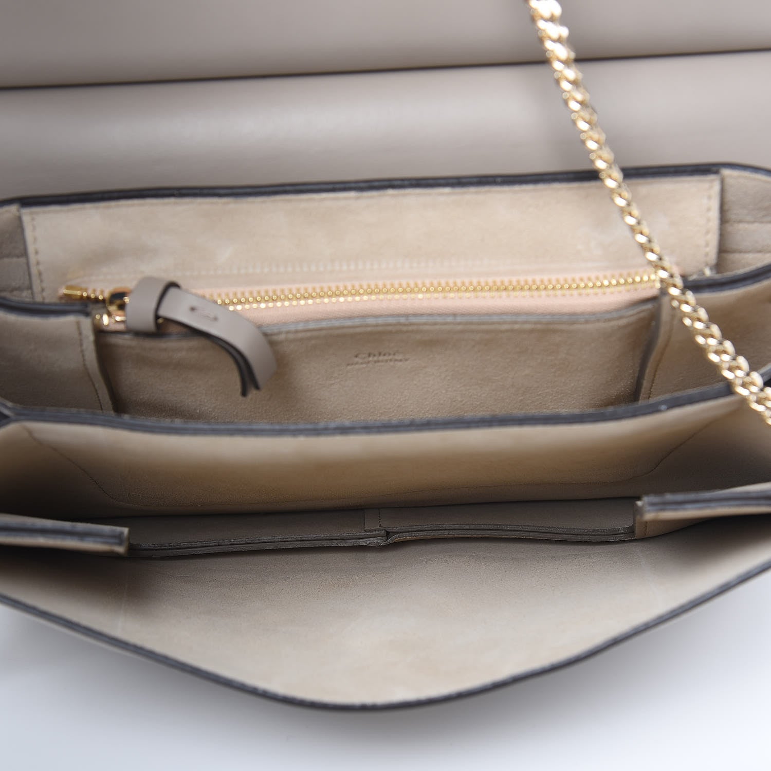 Chloe Calfskin Suede Medium Faye Shoulder Bag Motty Grey 5 of 10