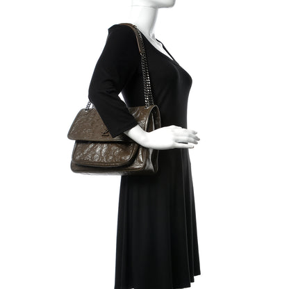 Saint Laurent Crinkled Calfskin Matelasse Monogram Medium Niki Chain Satchel Faggio 2 of 11