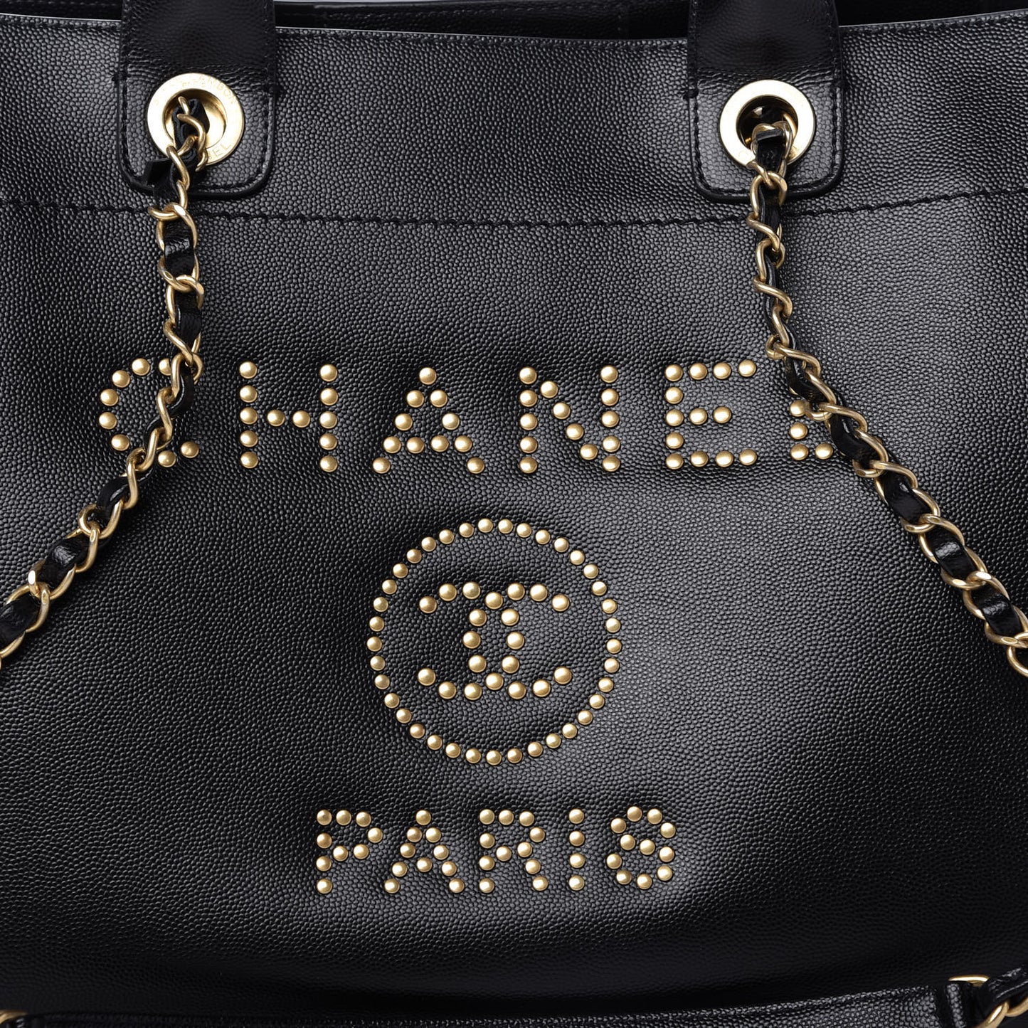 Caviar Small Studded Deauville Tote Black